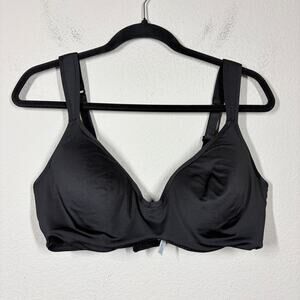 Izod Size 40D Full Coverage Comfort Bra Black Logo Wide Strap Wireless Stretch